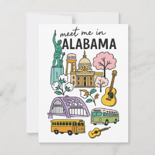 Meet Me In Alabama Iconic Landmarks Travel Postcard