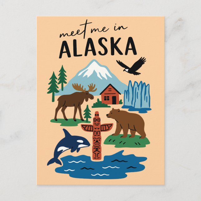 Meet Me In Alaska Icons Retro Postcard (Front)