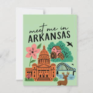 Meet Me In Arkansas Southern USA Retro Landmarks Postcard