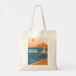 Meet Me in Crete: Minimalist Chania Lighthouse Tote Bag