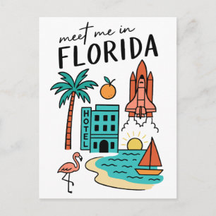 Meet Me In Florida Beach Vacation Miami Flamingo Postcard