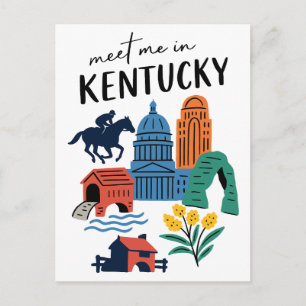 Meet Me In Kentucky Vintage Bluegrass State Postcard