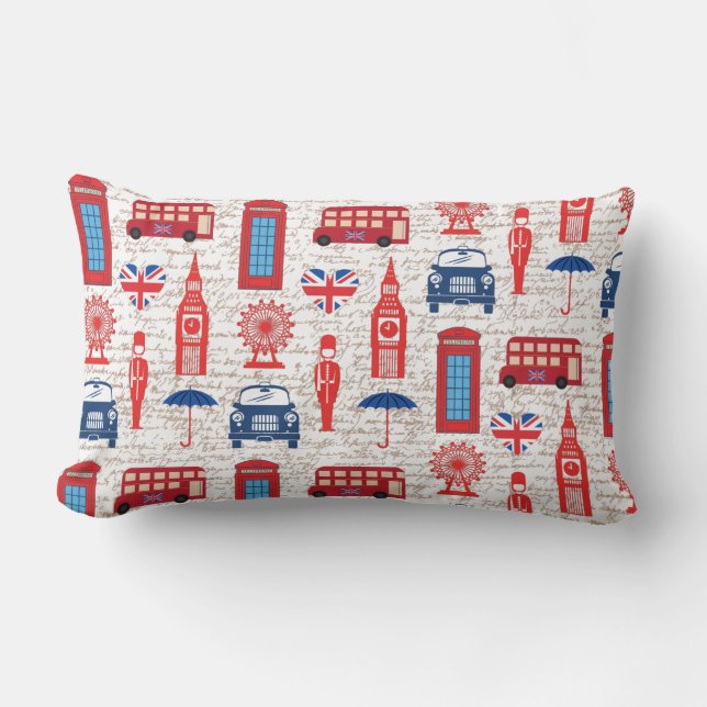 Meet Me in London Double Sided Throw Lumbar Pillow (Front)