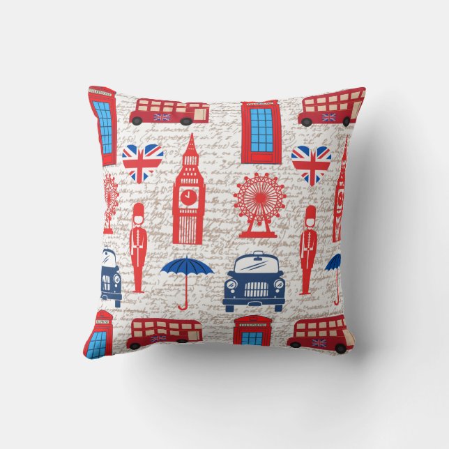 Meet Me in London Double Sided Throw Pillow (Back)