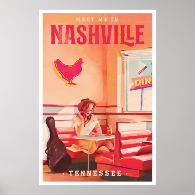 Meet Me In Nashville Vintage Travel Poster (Front)