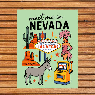 Meet Me In Nevada Las Vegas Showgirl Retro Postcard