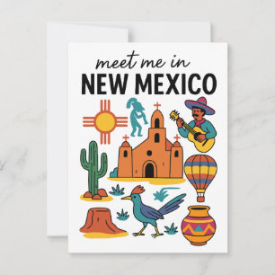 Meet Me In New Mexico Southwest Zia Hot Air Postcard