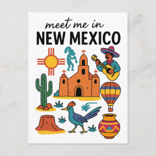 Meet Me In New Mexico Southwest Zia Hot Air Postcard