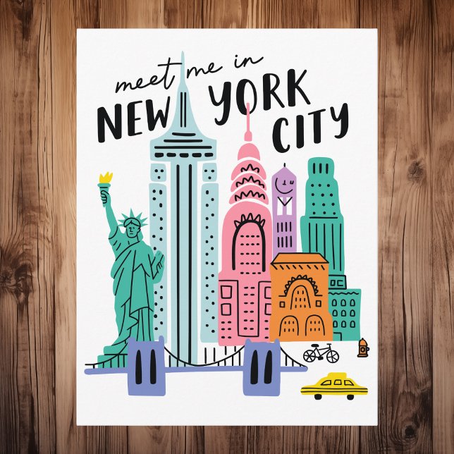 Meet Me In New York City NYC Skyline Landmarks Postcard (Meet Me In New York City NYC Skyline Landmarks Postcard
)