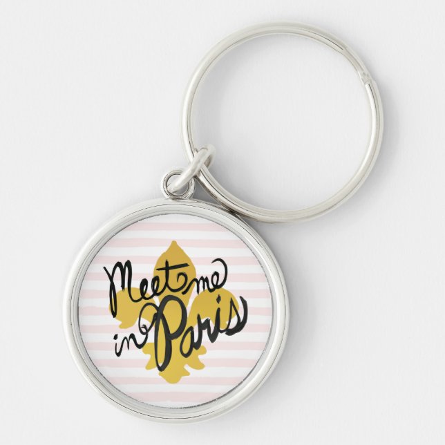Meet Me in Paris Black and Gold Key Ring (Front)