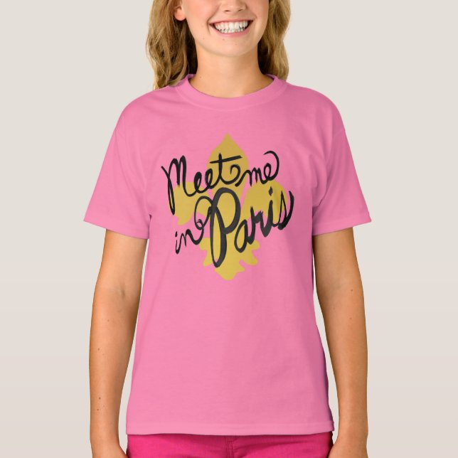 Meet Me in Paris Black and Gold T-Shirt (Front)