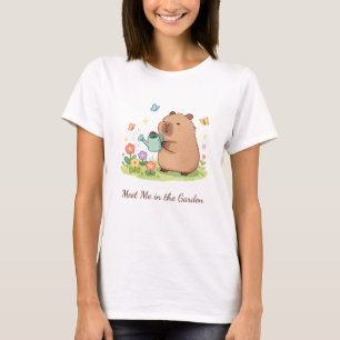 Meet Me in the Garden – Cute Gardening Capybara T-Shirt