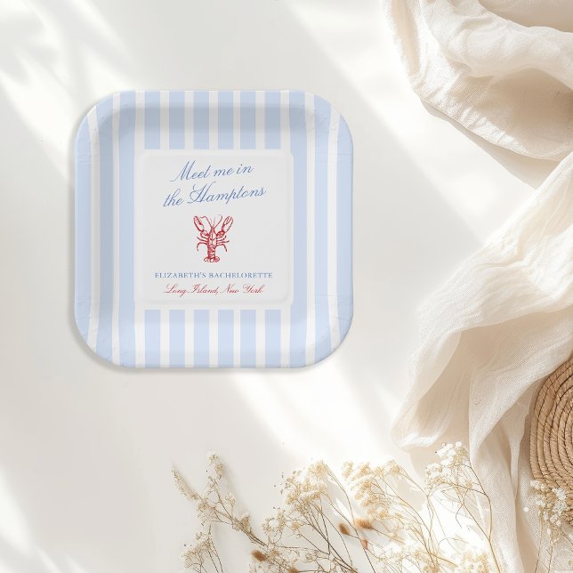 Meet Me in The Hamptons Bachelorette Paper Plate (Creator Uploaded)