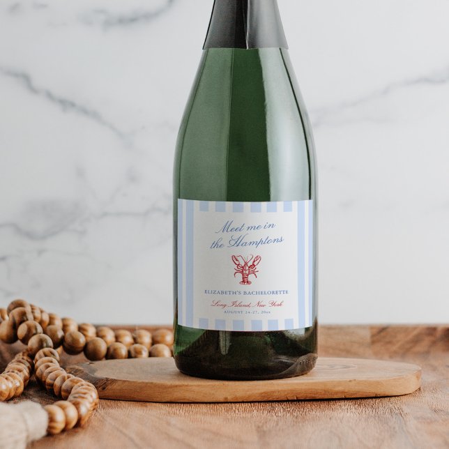Meet Me in The Hamptons Bachelorette Sparkling Wine Label (Creator Uploaded)