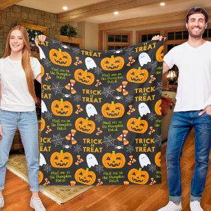 Meet Me In The Pumpkin Patch Cute Halloween Fleece Blanket