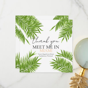 Meet Me Miami Bachelorette Party Vacation  Thank You Card