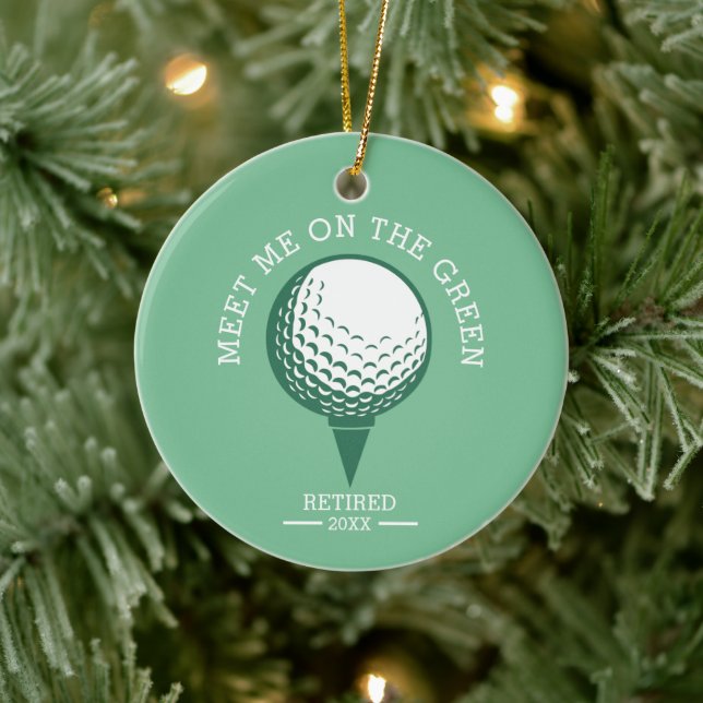 Meet Me On The Green Personalised Retired Golfer Ceramic Ornament (Tree)