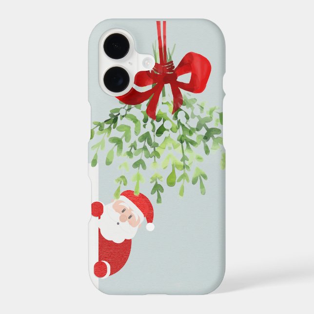 Meet Me Under Mistletoe Fun Christmas Santa Humour iPhone Case (Back)