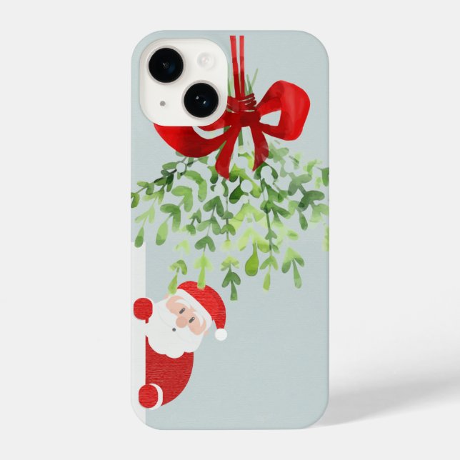 Meet Me Under Mistletoe Fun Christmas Santa Humour iPhone Case (Back)