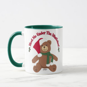 Meet Me Under The Mistletoe! Christmas Teddy Bear Mug