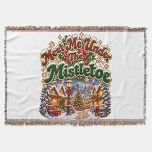 Meet Me Under The Mistletoe Cosy Winter Cabin Throw Blanket
