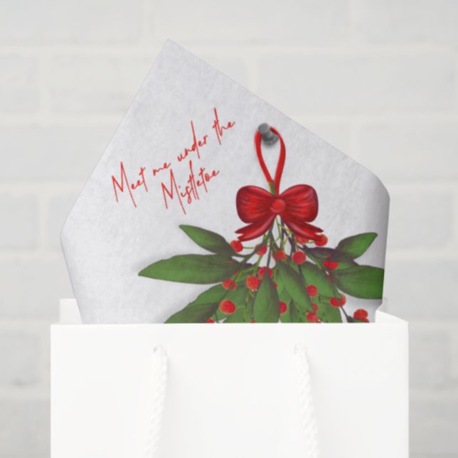 Meet Me Under the Mistletoe Merry Christmas Gift Tissue Paper (Gift Bag)