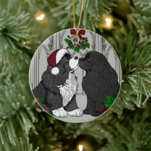 Meet me under the mistletoe Newfoundland Ceramic Ornament