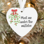 Meet Me Under the Mistletoe Romantic Christmas Ornament<br><div class="desc">Use Zazzle's edit button to easily replace the names shown on the reverse side to make this ornament your very own (or theirs)! Save on top of the sale price with Zazzle Black's free shipping - which lasts an entire year! A variety of payment methods are accepted. Design compilation copyright...</div>