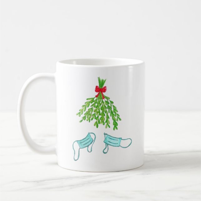 Meet Me Under the Mistletoe with Face Mask Coffee Mug (Left)