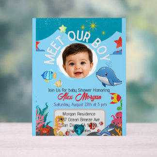 Meet Our Boy Baby Shower Invitation-Under the Sea Acrylic Sign