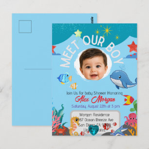 Meet Our Boy Baby Shower Invitation-Under the Sea Postcard