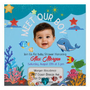 Meet Our Boy Baby Shower Invitation-Under the Sea Poster