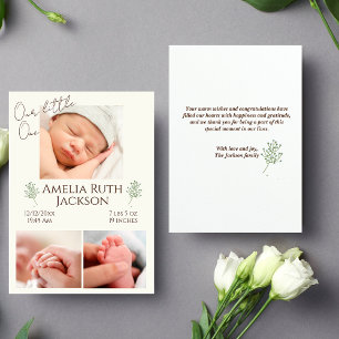 "Meet Our Little One"Photo birth Announcement Card
