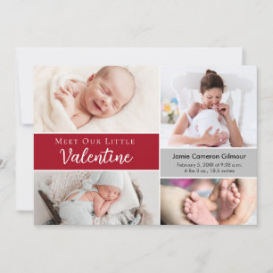Meet Our Little Valentine Baby Boy Photo Birth Thank You Card