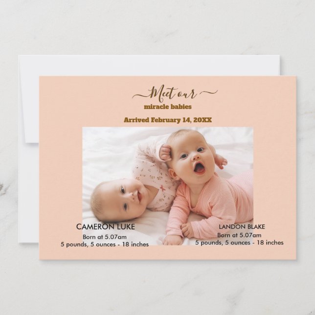 Meet Our Miracle Babies Twin Boys Announcement (Front)