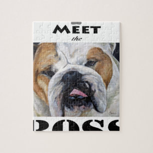 Meet the Boss English Bulldog animal art gift Jigsaw Puzzle
