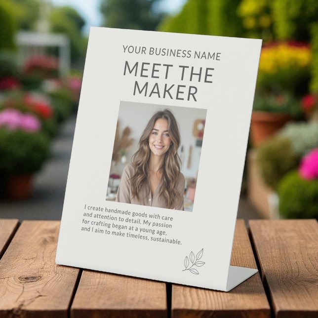 Meet the Maker Minimalist Small Business Neutral Pedestal Sign (Creator Uploaded)