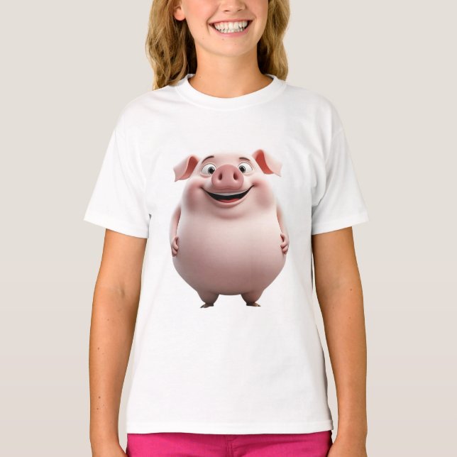 Meet the Squishy Pink Pig! Smile T-Shirt (Front)