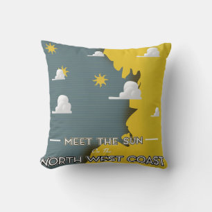 Meet The Sun, on the North West Coast Cushion