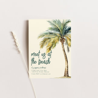 Meet Us At The Beach Birthday Invite