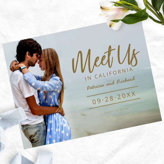 Meet Us In Destination Wedding Save The Date Photo Postcard (Creator Uploaded)