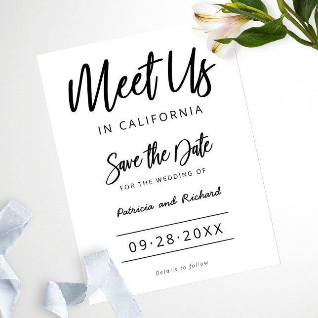 Meet Us In Destination Wedding Save The Date Postcard (Creator Uploaded)