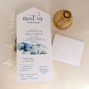 Meet Us In The Woods Forest Outdoor Wedding All In One Invitation