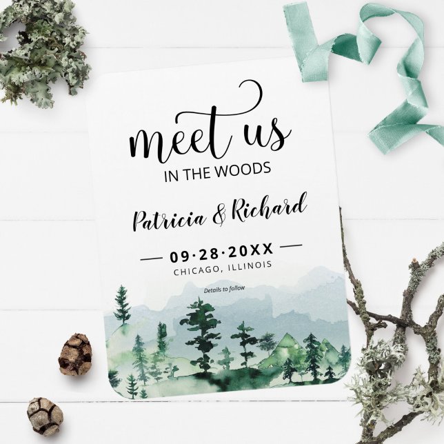 Meet Us In The Woods Outdoor Wedding Save The Date Magnet (Creator Uploaded)