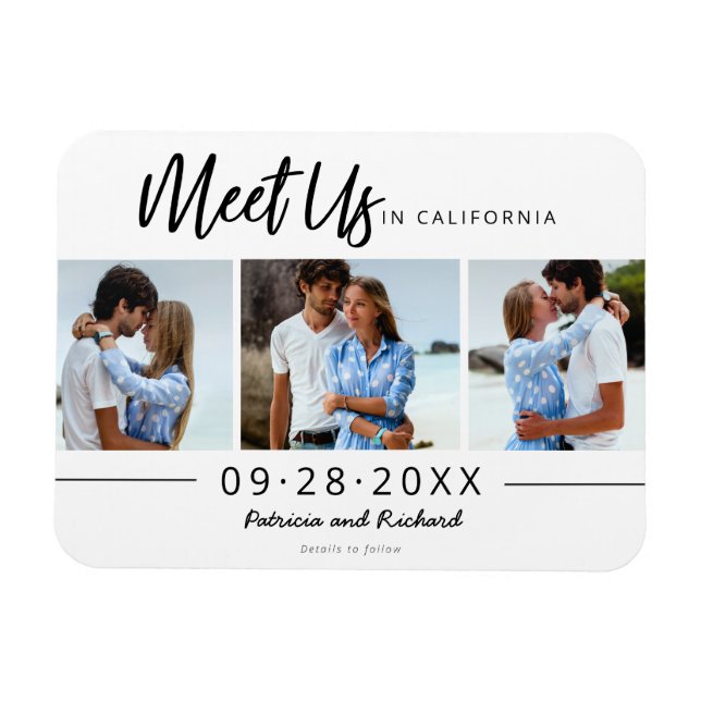 Meet Us In Wedding Save The Date 3 Photo Magnet (Horizontal)