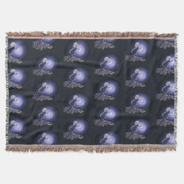 Meeting at Moonlight Throw Blanket (Front)