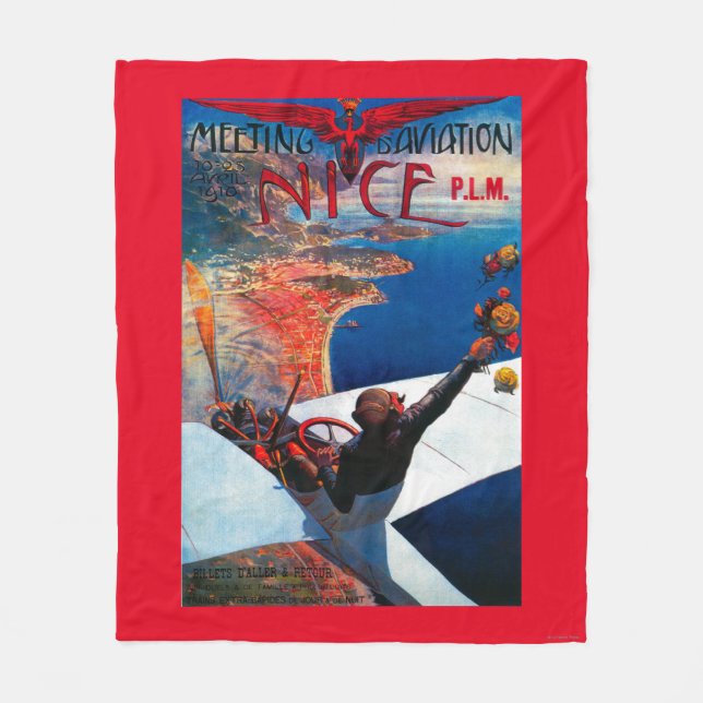 Meeting D' Aviation in Nice, France Poster Fleece Blanket (Front)