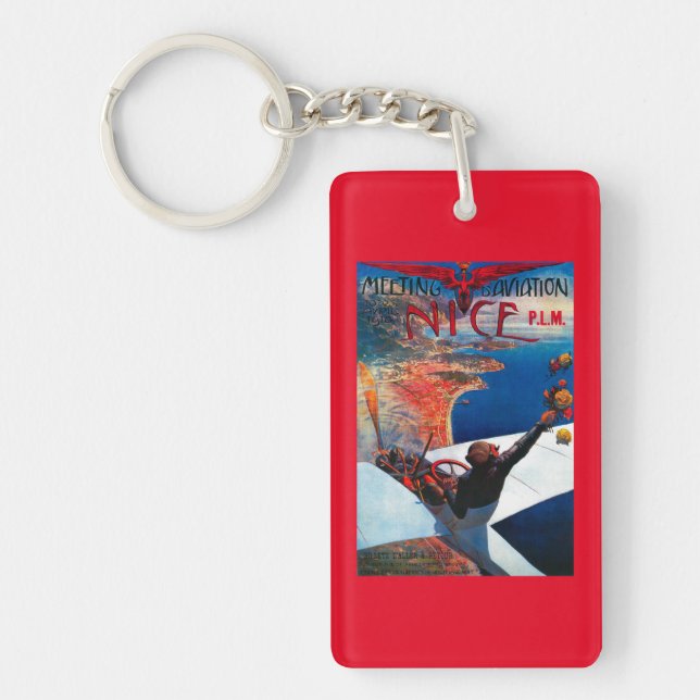 Meeting D' Aviation in Nice, France Poster Key Ring (Front)