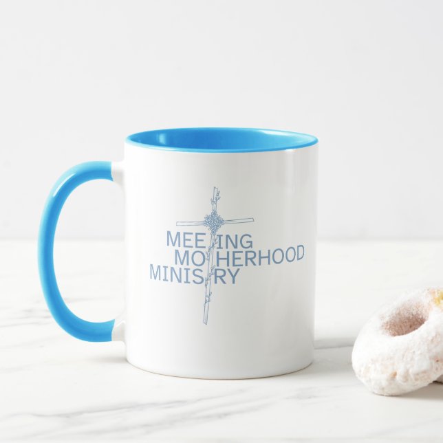 Meeting Motherhood Ministry Cross – Working Mom  Mug (With Donut)