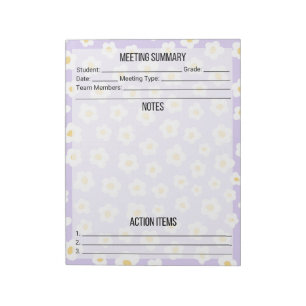Meeting Notes/Summary Notepad- Daisy Notepad
